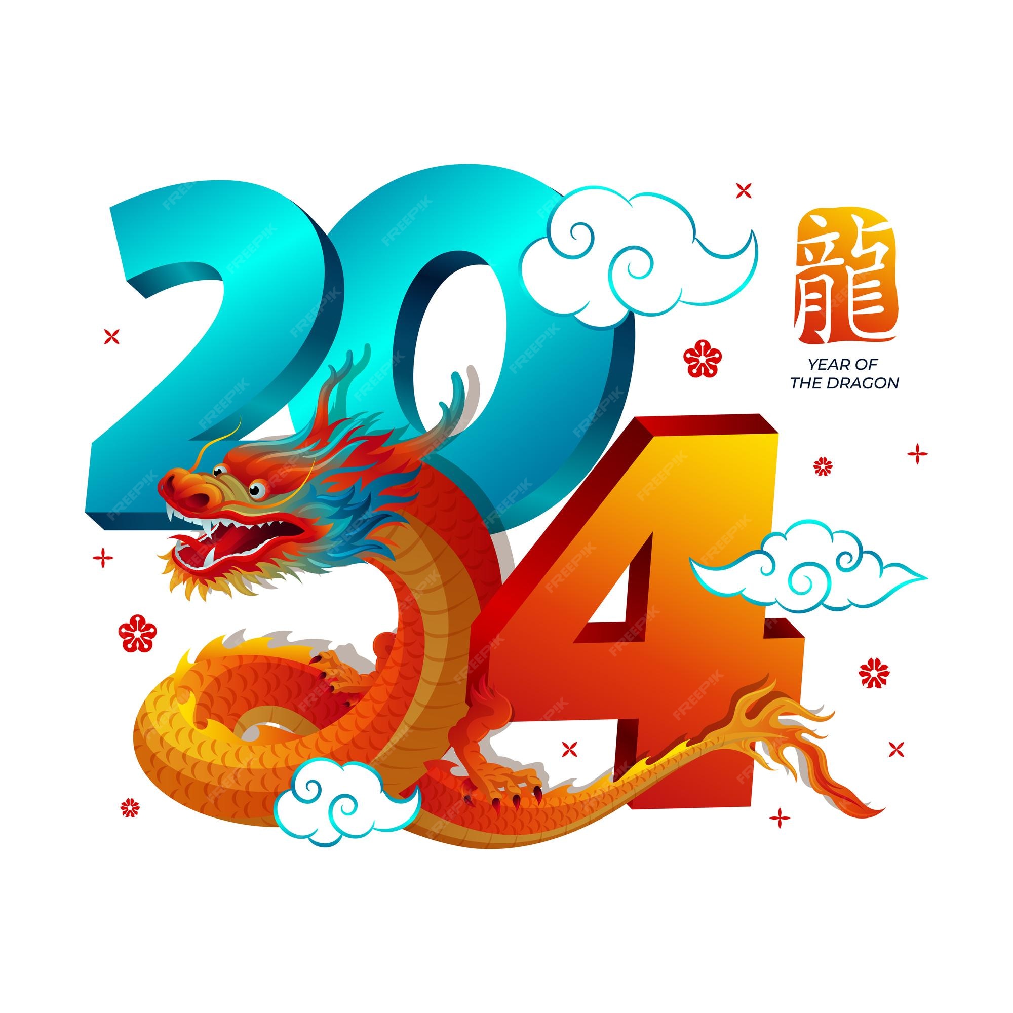 Premium Vector Happy chinese new year 2024 lettering year of the