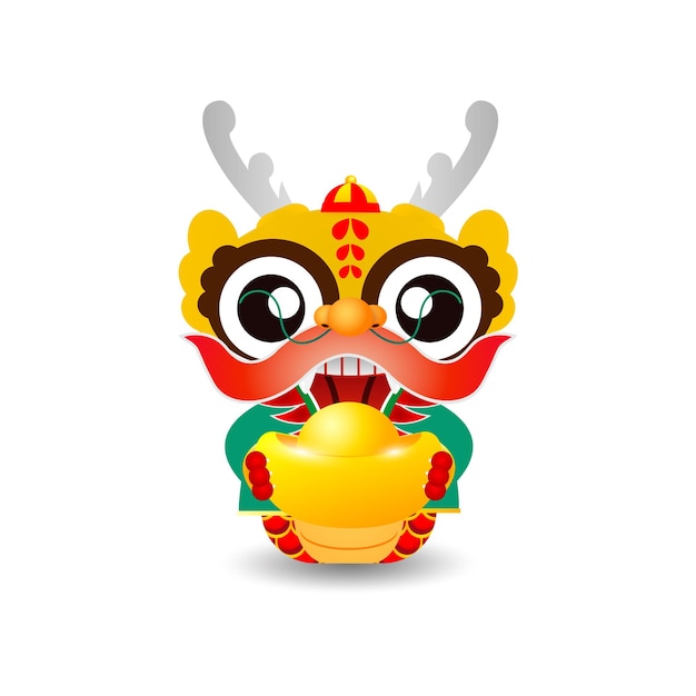 Vector happy chinese new year 2024 with little dragon golden ingots gong xi fa cai year of dragon cny