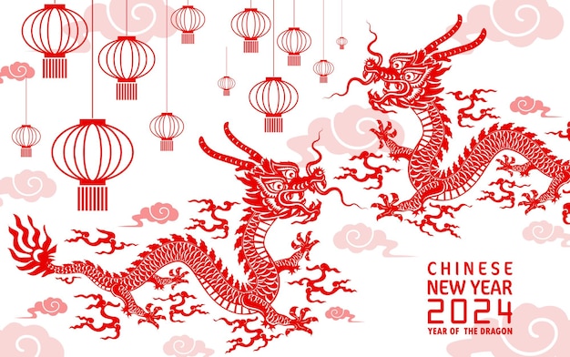 Happy chinese new year 2024 year of the chinese dragon zodiac with on color Background Translation happy new year chinese dragon