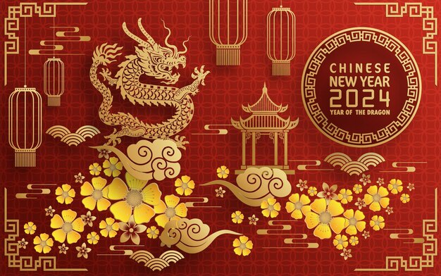 Premium Vector | Happy chinese new year 2024 year of the chinese dragon