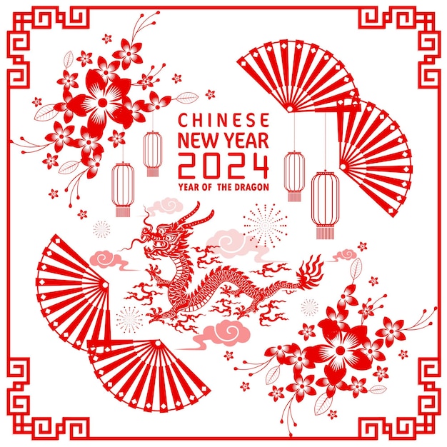 Premium Vector | Happy chinese new year 2024 year of the chinese dragon