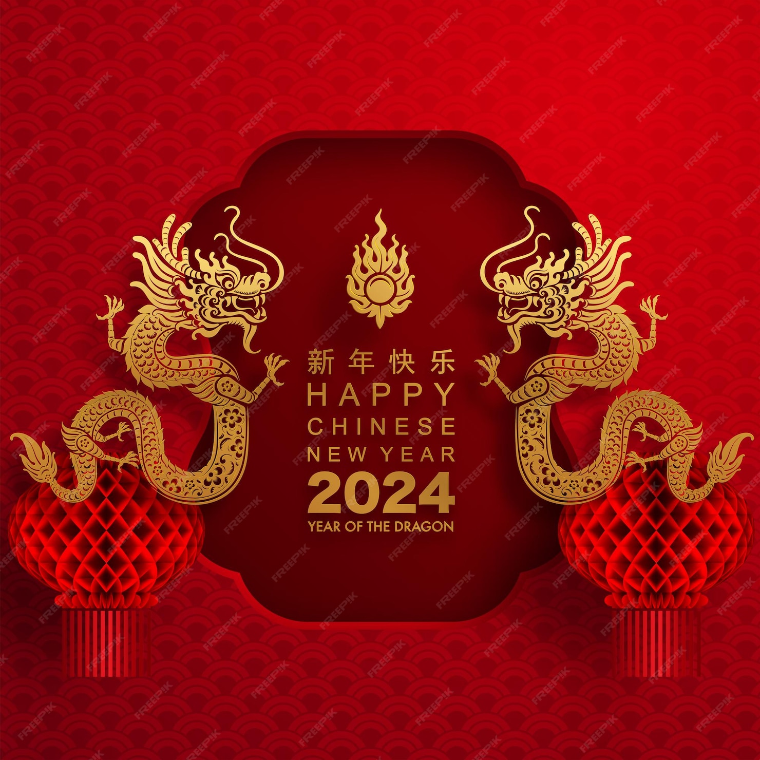 Premium Vector Happy chinese new year 2024 year of the dragon zodiac sign