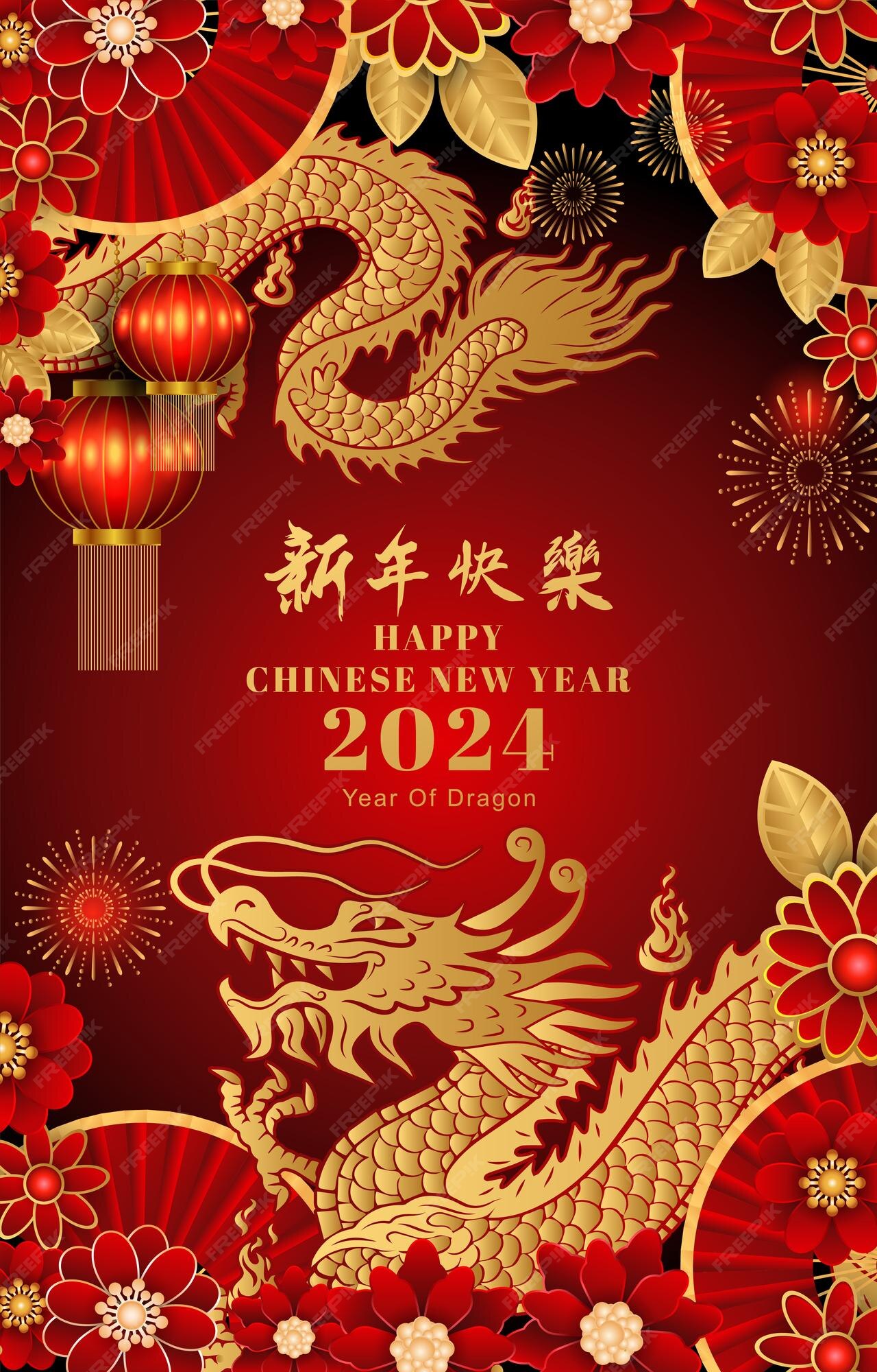 Premium Vector | Happy chinese new year 2024 year of dragon