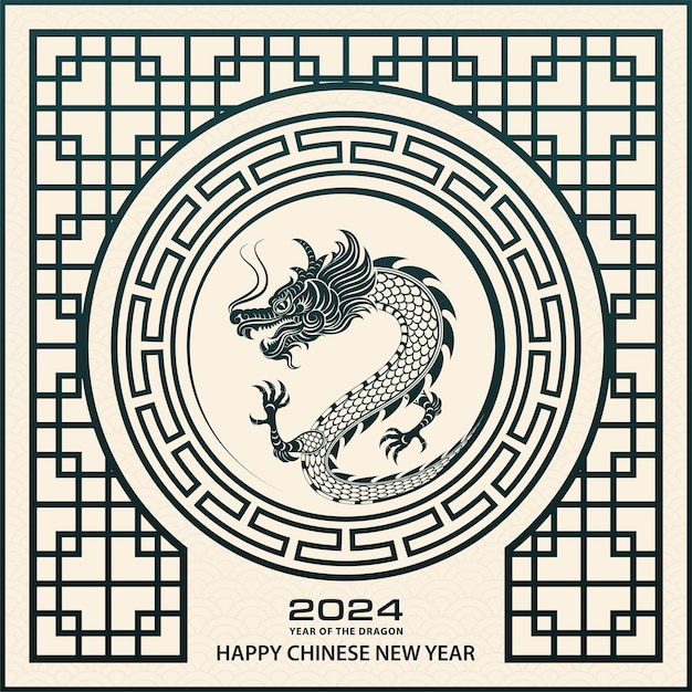 Happy Chinese new year 2024 Zodiac sign year of the Dragon