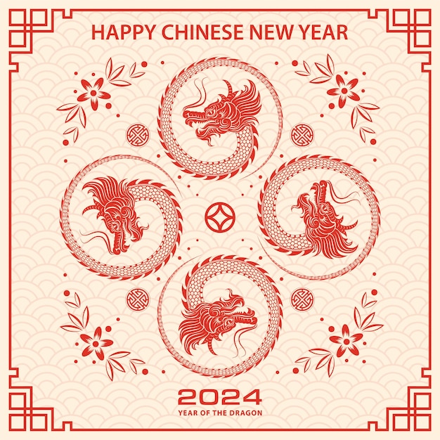 Happy Chinese new year 2024 Zodiac sign year of the Dragon