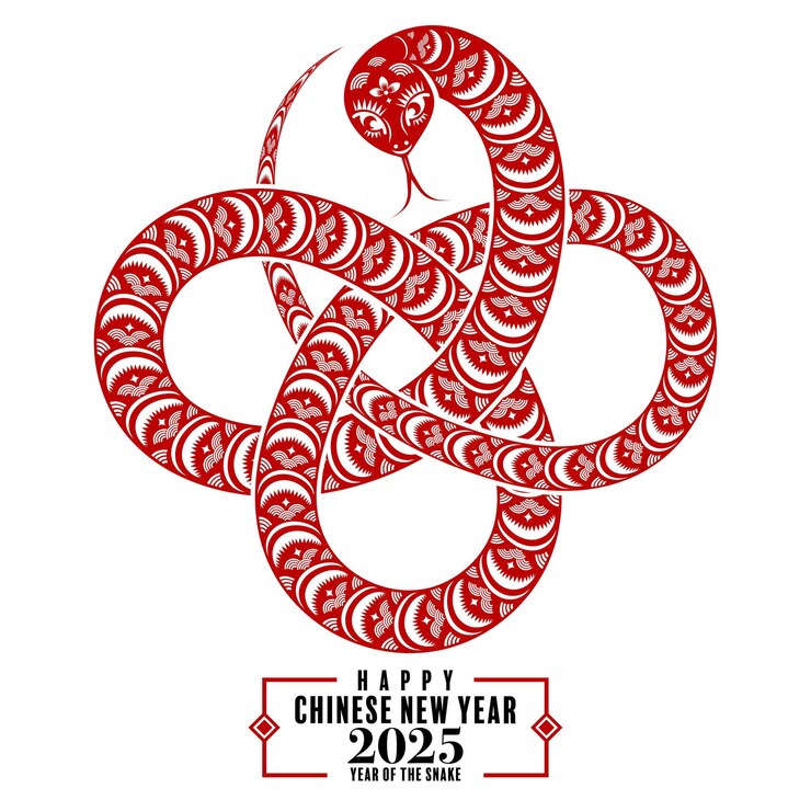Vector happy chinese new year 2025 the snake zodiac sign paper cut style on color background