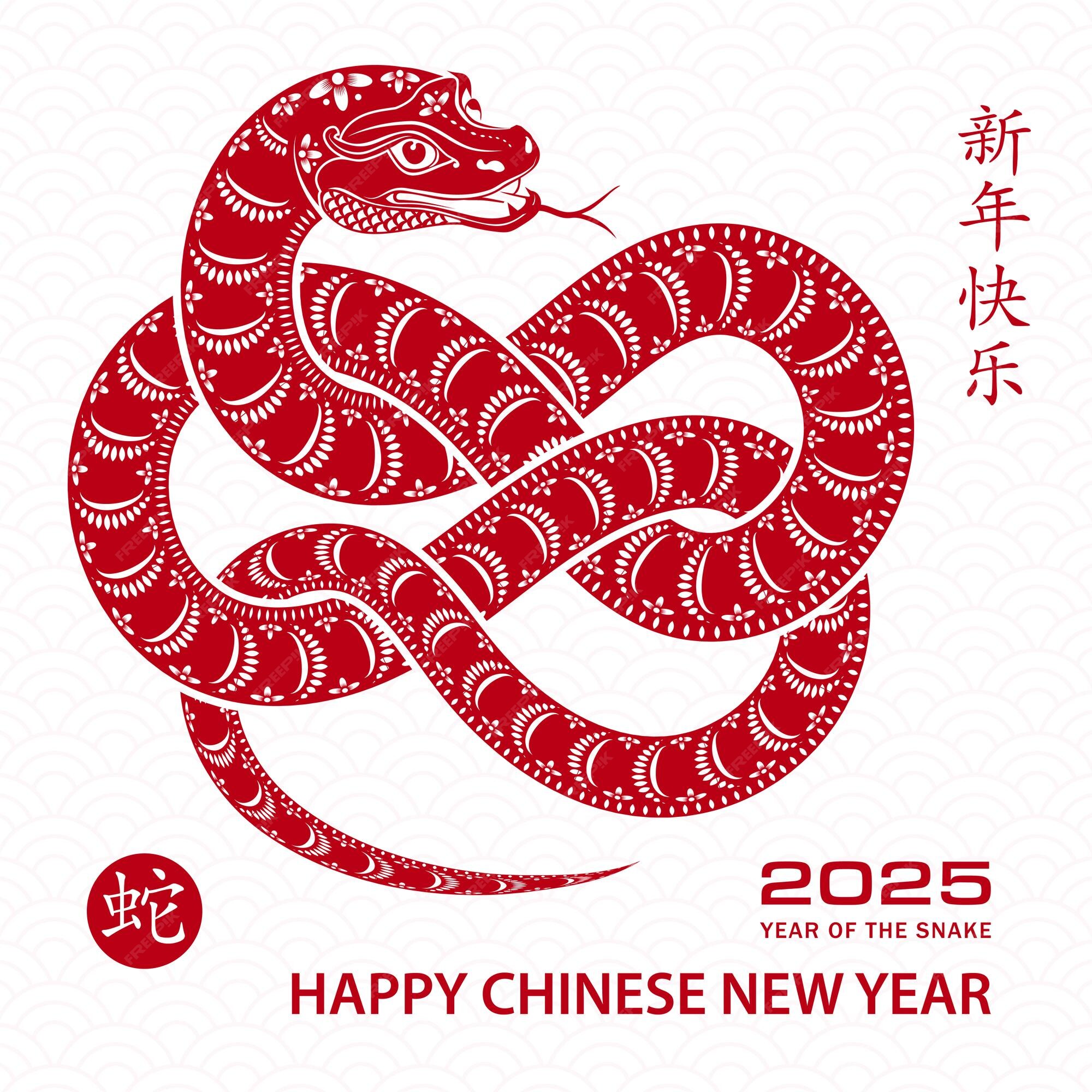 Premium Vector Happy Chinese new year 2025 Zodiac sign year of the Snake with red paper cut