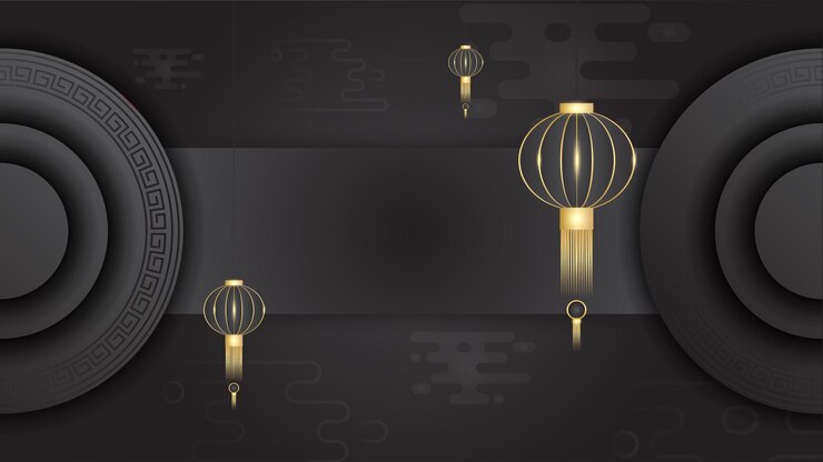Vector happy chinese new year black gold chinese design background