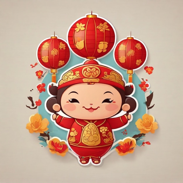 Vector happy chinese new year cartoon vector background