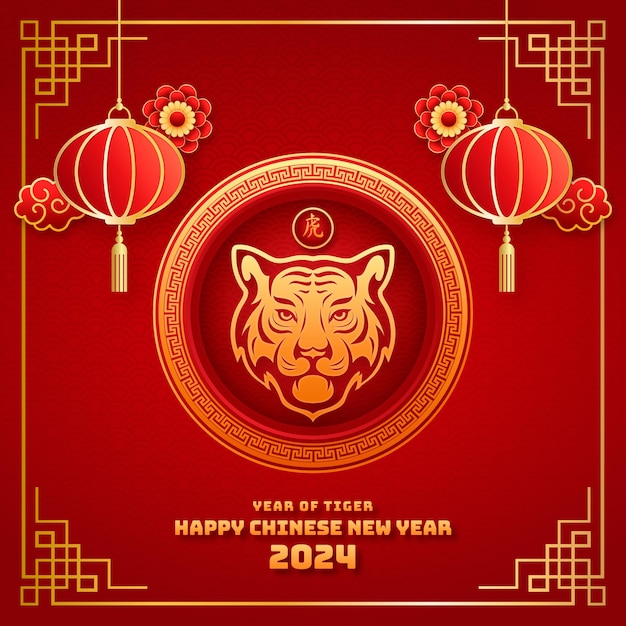 Happy Chinese new year celebration social media post template Chinese lunar new year gong xi fa cai