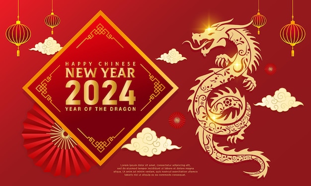 Vector happy chinese new year design banner year of the dragon 2024 vector