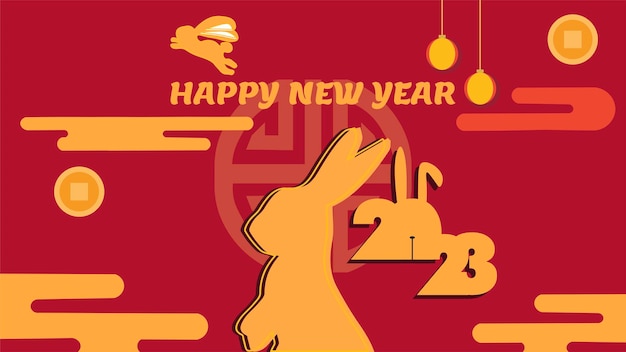 счастливый китайский новый год дизайн год кролика
