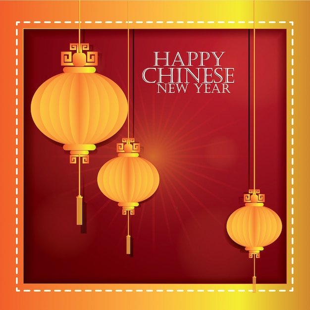 Happy chinese New Year greeting card