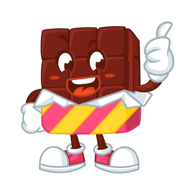 Vettore happy chocolate bar mascot design