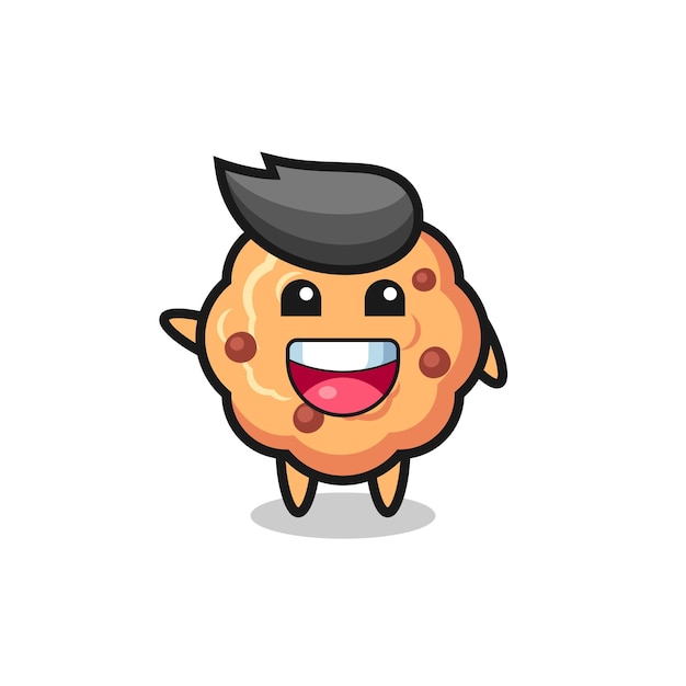 Happy chocolate chip cookie cute mascot character , cute design