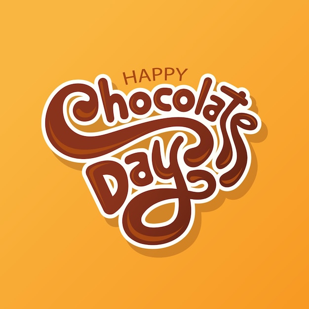 Felice giorno del cioccolato bella calligrafia disegno di iscrizione biglietto d'auguri per il giorno del cioccolato logo vettoriale