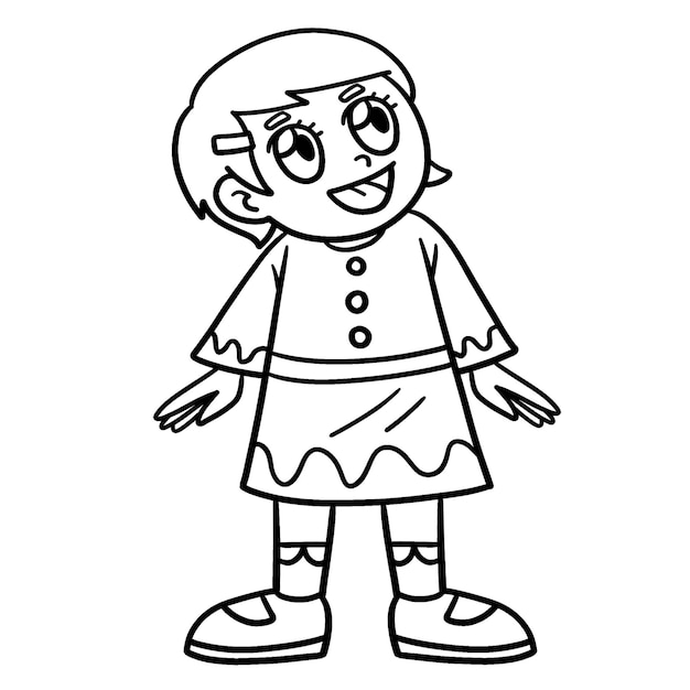 Happy Christian Girl Isolated Coloring Page