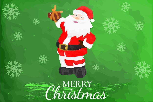Happy Christmas day green background and happy new year with Watercolor premium vector