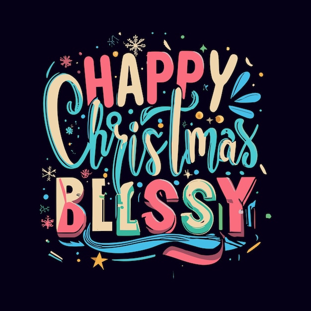 Vector happy christmas day typography tshirt design