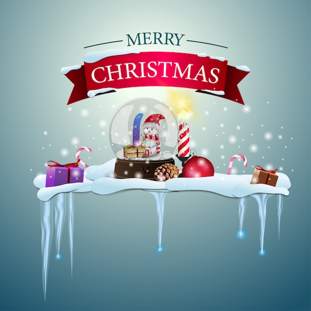 Happy christmas logo and snow globe