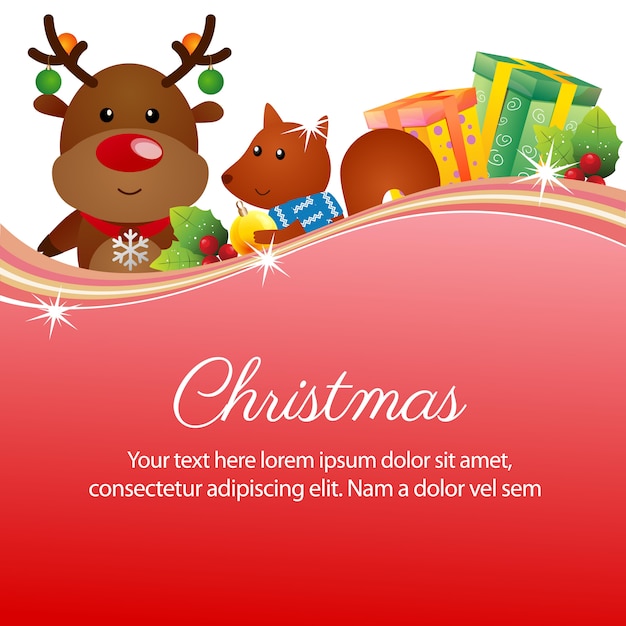 Premium Vector | Happy christmas ribbon decoration reindeer