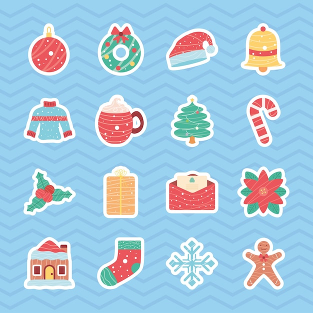 Happy christmas stickers