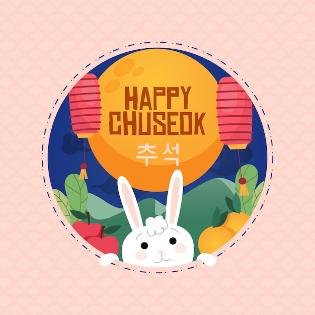 Happy chuseok bunny in the night