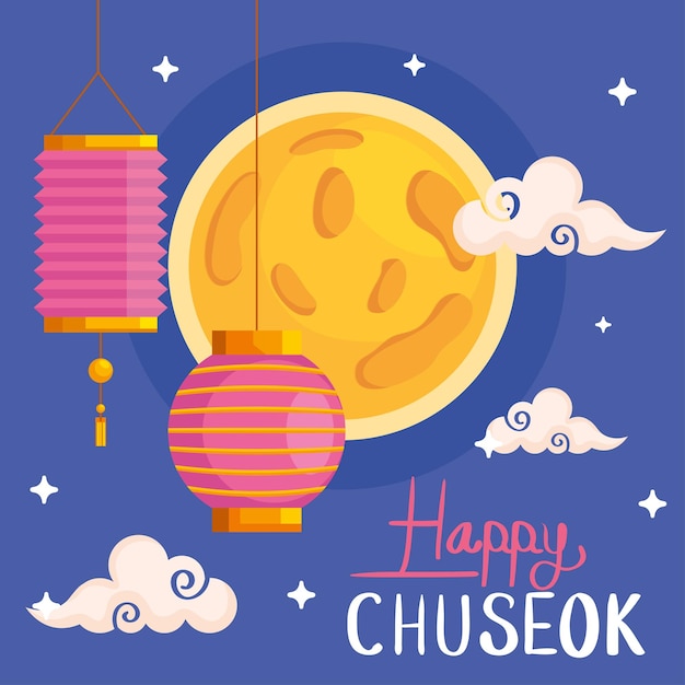 Buon biglietto chuseok con luna