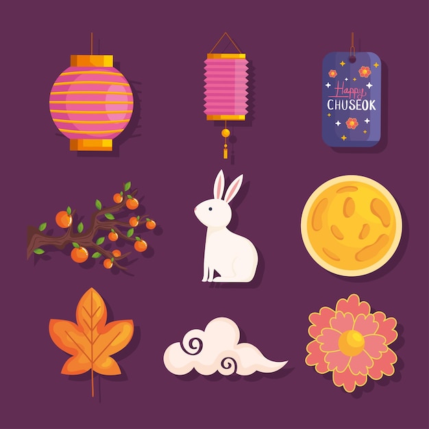 Happy chuseok symbol collection