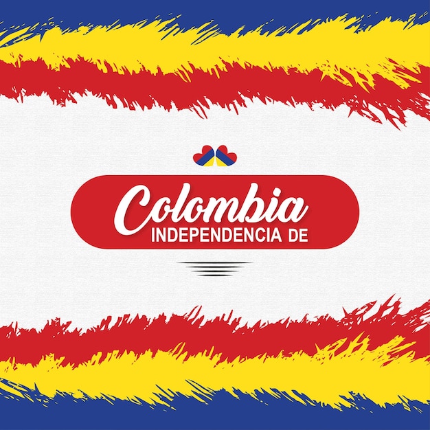 ハッピーコロンビア独立デ黄青赤背景ソーシャルメディアデザインバナー無料ベクトル