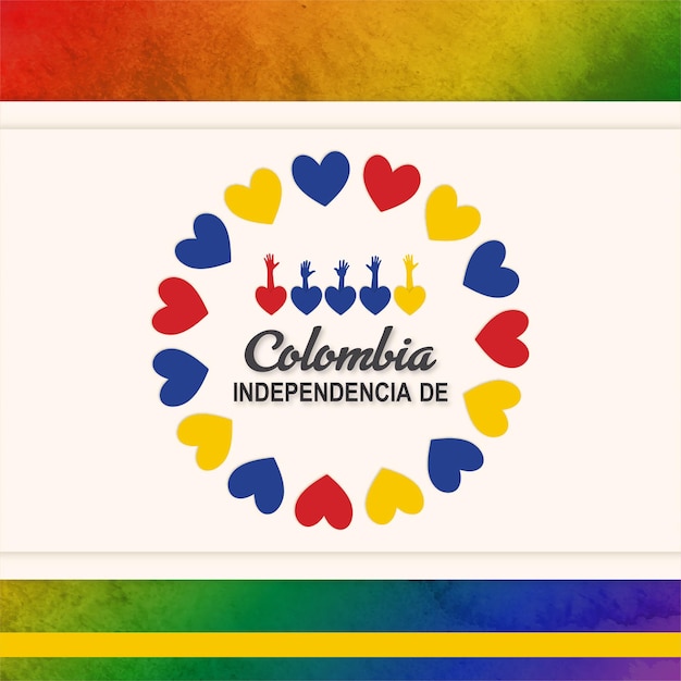 Felice colombia independencia de giallo blu rosso sfondo social media design banner vettore gratuito