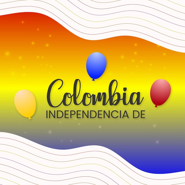 Вектор happy colombia independencia de yellow blue red background social media design banner бесплатные векторы