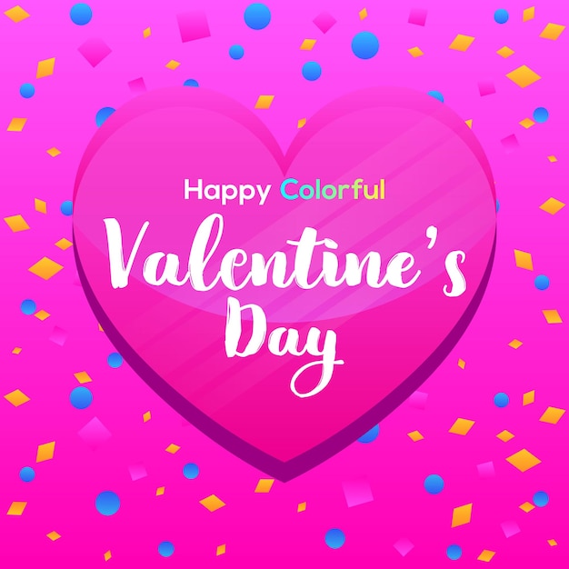 Happy colorful valentines day abstract post template