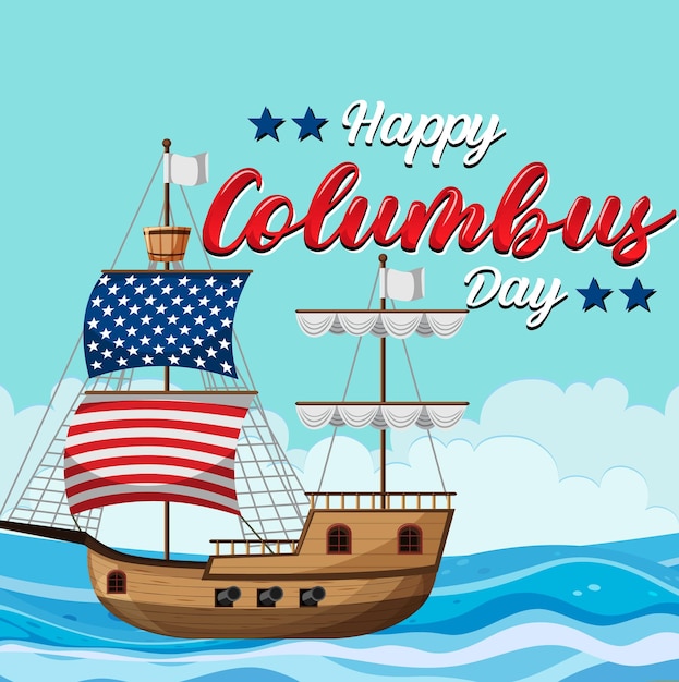 Vector happy columbus-dagbanner met vlaggenschip