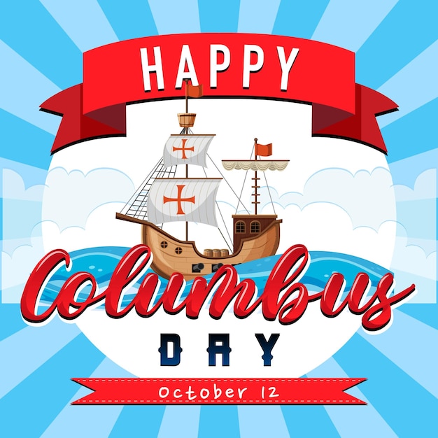 Vector happy columbus-dagbanner met vlaggenschip