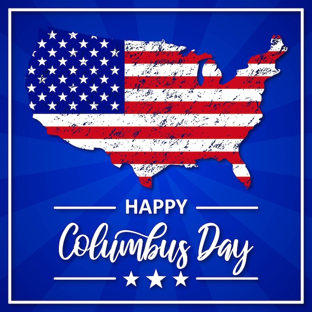 Happy columbus day america map flag square social media template instagram post background templates