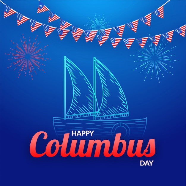 Vector happy columbus day banner design.