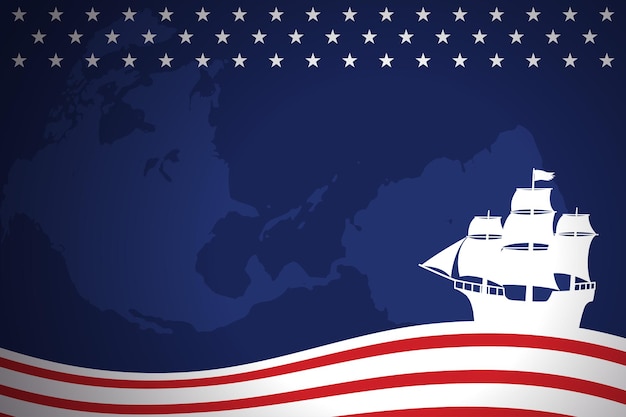 Happy columbus day banner with copy space area illustration