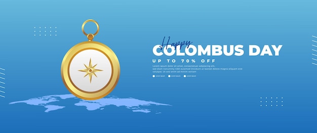 Happy Columbus Day blue banner design