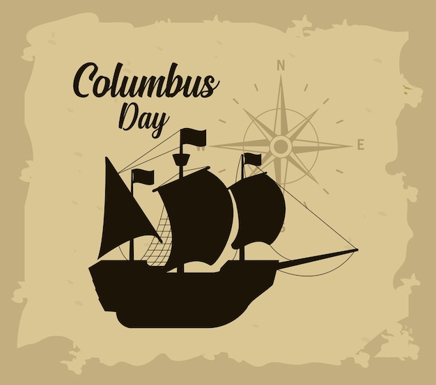 Vector happy columbus day card