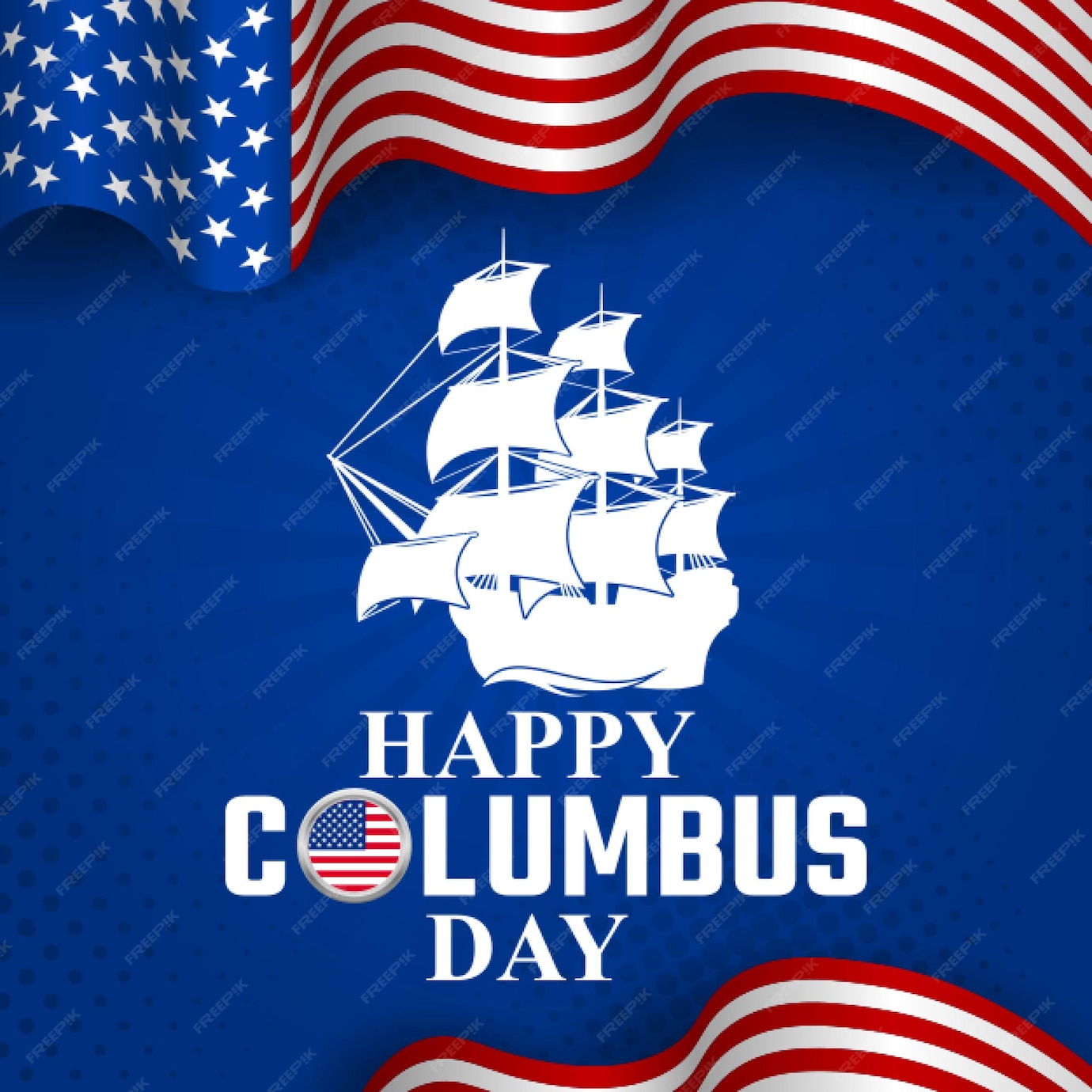 Premium Vector Happy columbus day greeting card 2022 with waving usa
