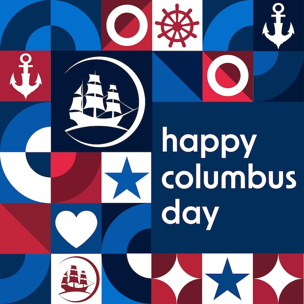 Happy Columbus Day Holiday concept Template voor achtergrond banner kaart poster met tekst opschrift Vector EPS10 illustratie