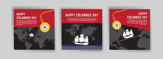 Vettore buon columbus day. modello di post sui social media per il columbus day