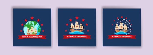 행복한 콜럼버스의 날. 콜럼버스의 날 소셜 미디어 게시물 템플릿