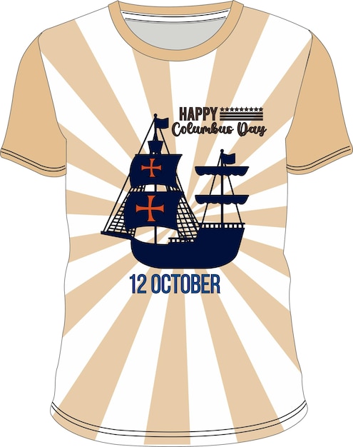 Happy Columbus Day Vintage T Shirt Design Vector