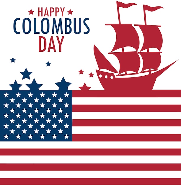 Happy Columbus Text Vector illustration