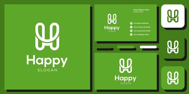 happy combination alphabet letters capital smile connect with business card template 