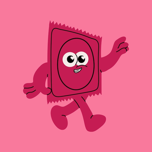 happy condom mascot whimsical and positive design