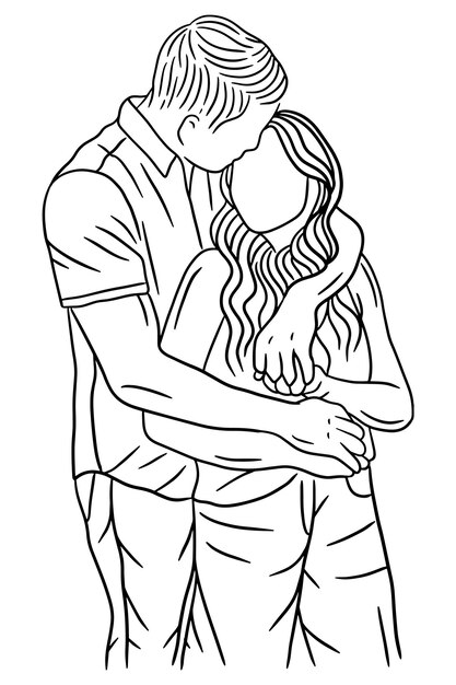 Sketch Of A Hugging Couple | DesiPainters.com