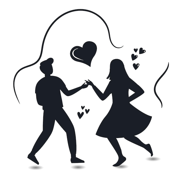 Vector happy couple dance concepts vectors silhouettes collections